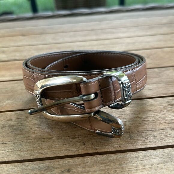 Source Unknown Accessories - Crocodile Embossed Full Grain Leather Belt XL